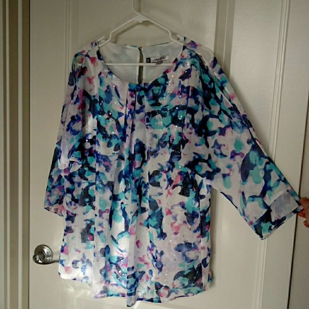 Multi-colored sheer blouse